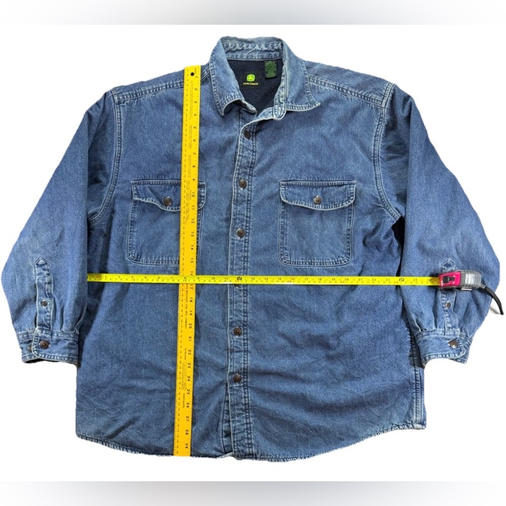 Vintage John Deere Denim Button Up Work Shirt Jacket Men's XL Fleece Lined - Picture 4 of 5
